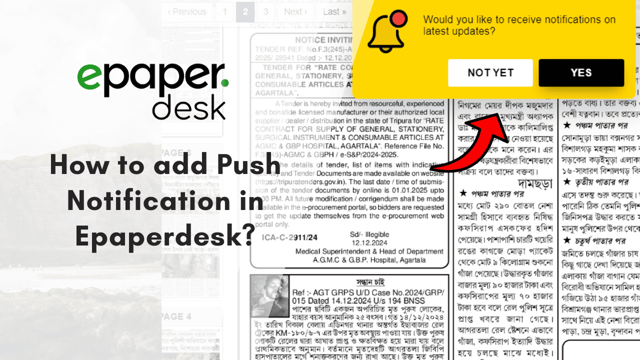 How to add push notification in epaperdesk cloud epaper CMS?